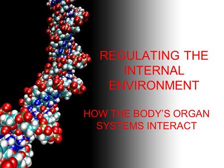 REGULATING THE INTERNAL ENVIRONMENT HOW THE BODY’S ORGAN SYSTEMS INTERACT.