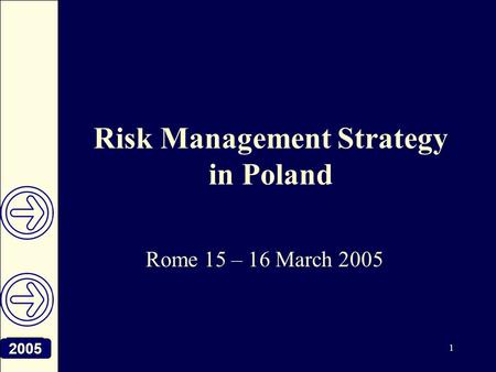 2005 1 Risk Management Strategy in Poland Rome 15 – 16 March 2005.