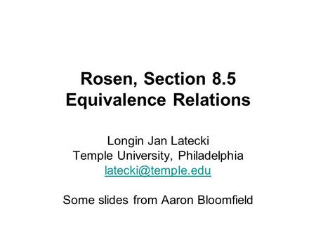 Rosen, Section 8.5 Equivalence Relations