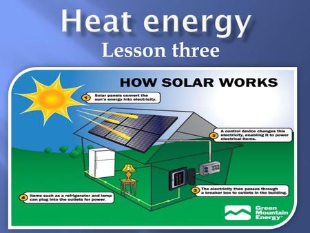 Lesson three. 1. The sun. 2. friction.  It is a method to generate heat as a principle of converting the kinetic energy (mechanical energy) into heat.