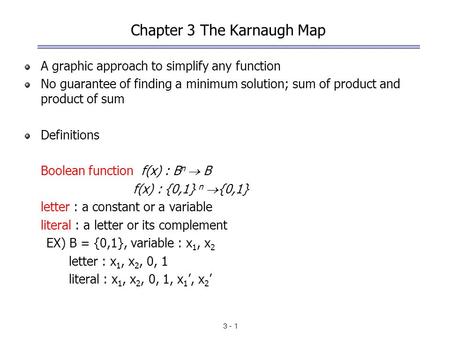 Chapter 3 The Karnaugh Map