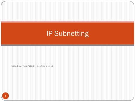 Saeed Darvish Pazoki – MCSE, CCNA IP Subnetting 1.