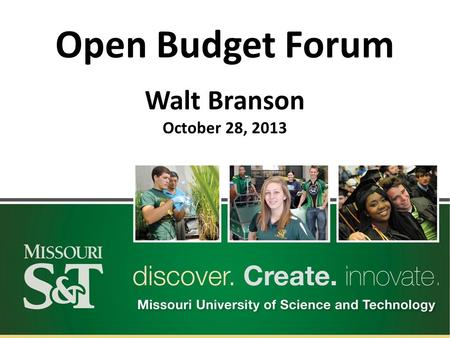 Open Budget Forum Walt Branson October 28, 2013. FY 14 Current Fund Original Budget Gross Revenue, before reduction of revenue to be expended on student.