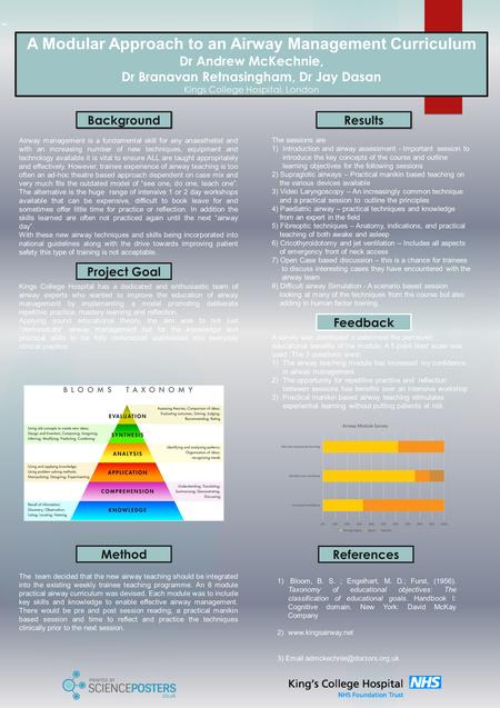 A Modular Approach to an Airway Management Curriculum Dr Andrew McKechnie, Dr Branavan Retnasingham, Dr Jay Dasan Kings College Hospital, London Background.