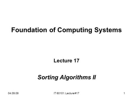 Foundation of Computing Systems