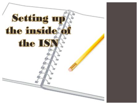  Title Page  Interactive Student Note Book Guidelines  Table of Contents (5 Pages)  Assignment Grade Sheet (3- 5 Pages)  Numbering (1-50)  “Appointment.