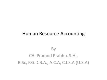 Human Resource Accounting