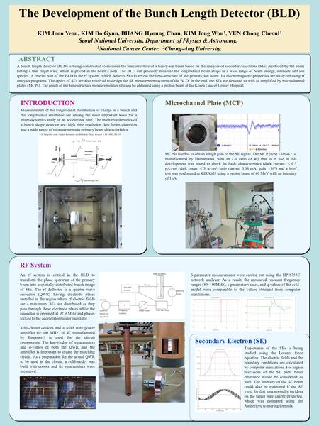 The Development of the Bunch Length Detector (BLD) KIM Joon Yeon, KIM Do Gyun, BHANG Hyoung Chan, KIM Jong Won 1, YUN Chong Cheoul 2 Seoul National University,