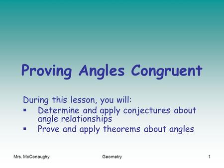 Proving Angles Congruent