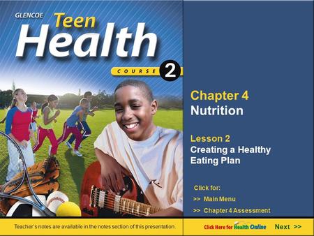 Chapter 4 Nutrition Lesson 2 Creating a Healthy Eating Plan