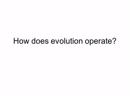 How does evolution operate?. Darwin’s natural selection and adaptation Since organisms produce more young than can be supported Since most populations.