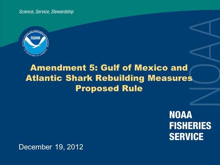 Amendment 5: Gulf of Mexico and Atlantic Shark Rebuilding Measures Proposed Rule December 19, 2012.