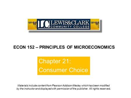 Chapter 21: Consumer Choice