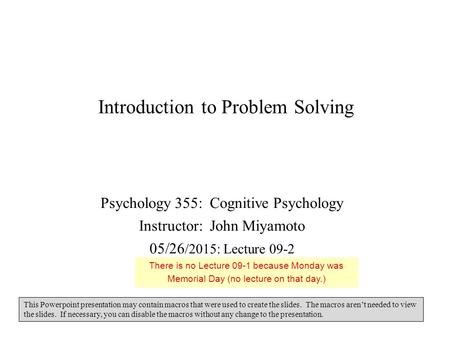 Introduction to Problem Solving