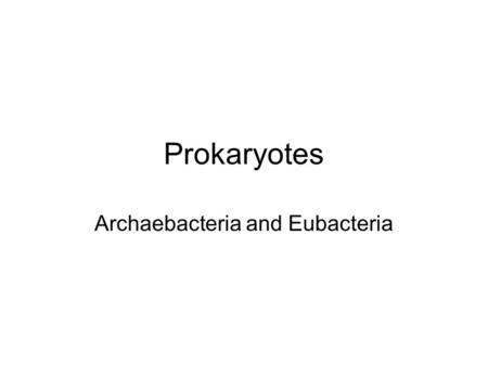 Prokaryotes Archaebacteria and Eubacteria. Characteristics of Bacteria Single-celled Prokaryotes –Nucleus and organelles not surrounded by membranes DNA.