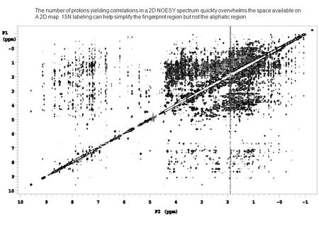 The number of protons yielding correlations in a 2D NOESY spectrum quickly overwhelms the space available on A 2D map. 15N labeling can help simplify the.