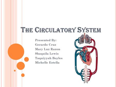 T HE C IRCULATORY S YSTEM Presented By: Gerardo Cruz Mary Luz Razon Shaquila Lewis Taquiyyah Boyles Michelle Estella.