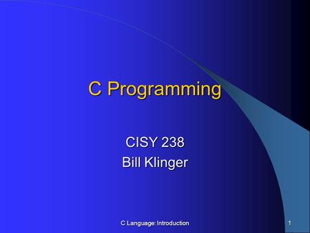 C Language: Introduction