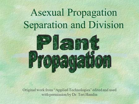 Asexual Propagation Separation and Division