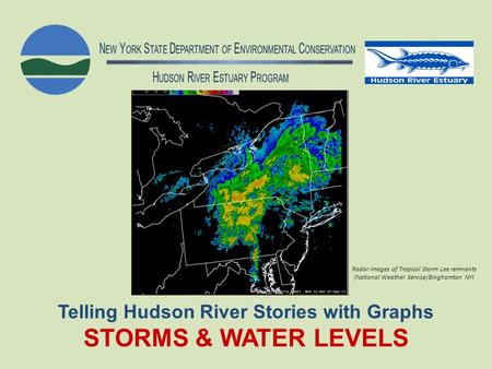 N EW Y ORK S TATE D EPARTMENT OF E NVIRONMENTAL C ONSERVATION H UDSON R IVER E STUARY P ROGRAM Telling Hudson River Stories with Graphs STORMS & WATER.