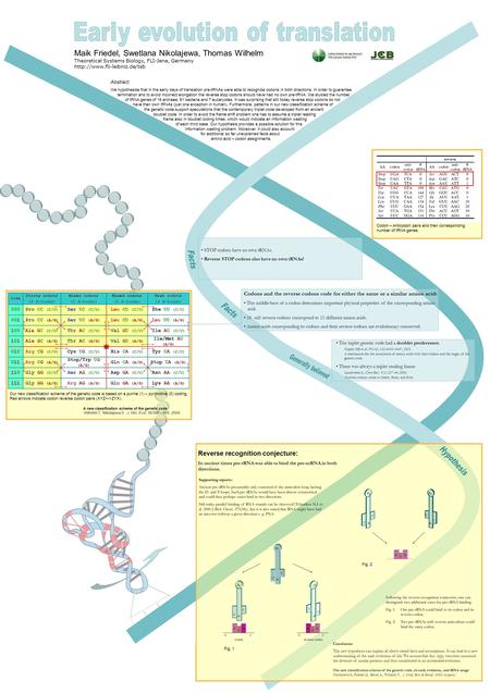 Maik Friedel, Swetlana Nikolajewa, Thomas Wilhelm Theoretical Systems Biology, FLI-Jena, Germany  Codons and the reverse codons.