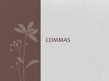 COMMAS. The Serial Comma Commas are used to separate items in a series. When Mary walked into the classroom, she saw a school teacher, a doctor, a woman.