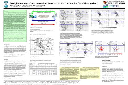 Precipitation source/sink connections between the Amazon and La Plata River basins A Sudradjat*, K L Brubaker**, P A Dirmeyer*** Abstract This study examines.