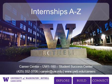 Career Center – UW1-160 – Student Success Center (425) 352-3706 | |  Internships A-Z.