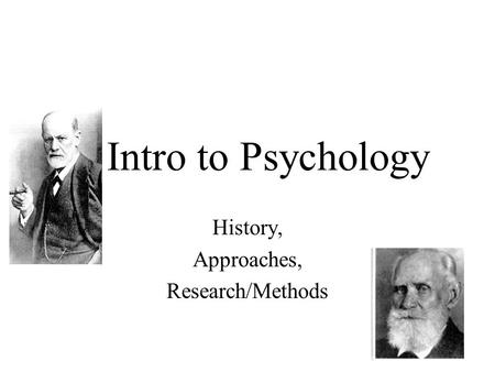 Intro to Psychology History, Approaches, Research/Methods.