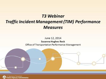 Title Subtitle Meeting Date Office of Transportation Performance Management T3 Webinar Traffic Incident Management (TIM) Performance Measures June 12,