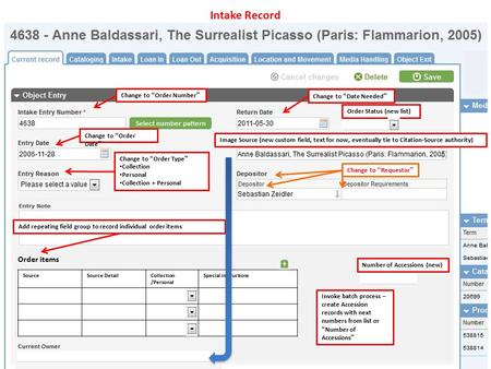 Change to “Order Number” Image Source (new custom field, text for now, eventually tie to Citation-Source authority) Change to “Requestor” Change to “Order.