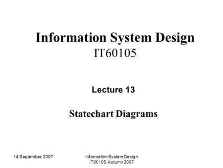 Information System Design IT60105