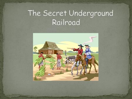 I am doing a research on the Underground Railroad in the American Civil War. I am going to talk about Harriet Tubman saving slaves, conductors hiding.