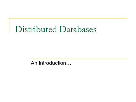 Distributed Databases