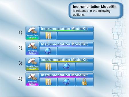 Instrumentation ModelKit is released in the following editions: 1) 2) 3) 4)