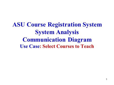 ASU Course Registration System System Analysis Communication Diagram Use Case: Select Courses to Teach.