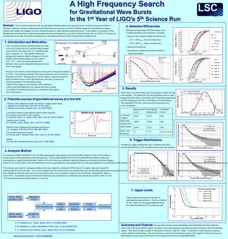 A High Frequency Search for Gravitational Wave Bursts In the 1 st Year of LIGO’s 5 th Science Run LIGO consists of 3 laser interferometers at 2 sites: