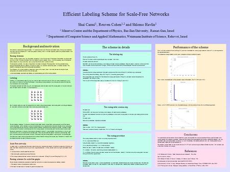 Efficient Labeling Scheme for Scale-Free Networks The scheme in detailsPerformance of the scheme First we fix the number of hubs (to O(log(N))) and show.