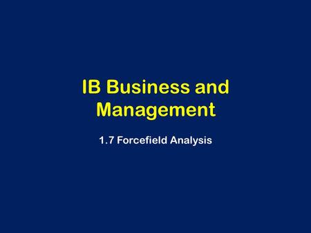 IB Business and Management