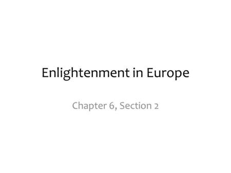 Enlightenment in Europe