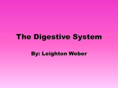 The Digestive System By: Leighton Weber. The Organs The esophagus, the liver, the stomach, the small intestine, the large intestine, the pancreas and.