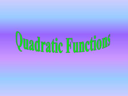 Reminders (1) The graph of a quadratic function is a parabola. If a > 0 the parabola isshaped and the turning point is a minimum. If a < 0 the parabola.