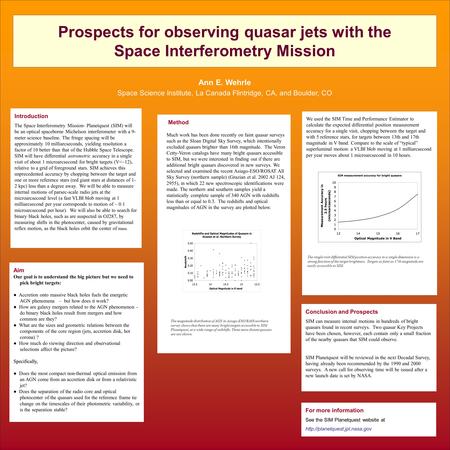 Prospects for observing quasar jets with the Space Interferometry Mission Ann E. Wehrle Space Science Institute, La Canada Flintridge, CA, and Boulder,