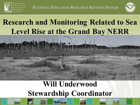 Research and Monitoring Related to Sea Level Rise at the Grand Bay NERR Will Underwood Stewardship Coordinator.