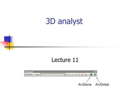 3D analyst Lecture 11 ArcScene ArcGlobal.