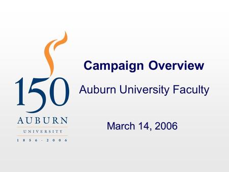 Campaign Overview Auburn University Faculty March 14, 2006.