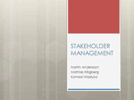 STAKEHOLDER MANAGEMENT