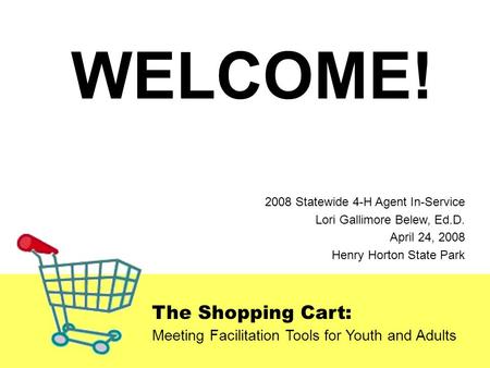 The Shopping Cart: Meeting Facilitation Tools for Youth and Adults 2008 Statewide 4-H Agent In-Service Lori Gallimore Belew, Ed.D. April 24, 2008 Henry.