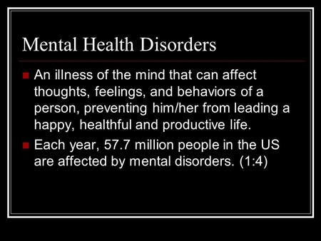 Mental Health Disorders