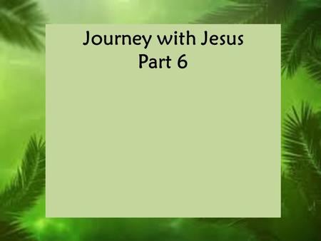 Journey with Jesus Part 6. “Along the Road of Celebration to Rejection” Mark 11:1-11.